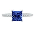 thumbnail image 1 of 1.62 ct Princess Cut Simulated Tanzanite Solitaire with Simulated Diamond Accents 14K White Gold Womens Engagement Ring, 1 of 3