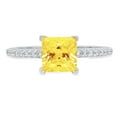 thumbnail image 1 of 1.62 ct Princess Cut Simulated Yellow Diamond Solitaire with Simulated Diamond Accents 18K White Gold Womens Engagement Ring, 1 of 5
