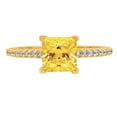 thumbnail image 1 of 1.62 ct Princess Cut Simulated Yellow Diamond Solitaire with Simulated Diamond Accents 18K Yellow Gold Womens Engagement Ring, 1 of 4