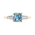 thumbnail image 1 of 1.62 ctw 3 Stone Anniversary Ring for Women | Square Emerald Cut Blue Moissanite | Hyperallergenic Solid 18K Rose Gold, 1 of 5
