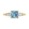thumbnail image 1 of 1.62 ct Square Emerald Cut Blue Moissanite Three-Stone Engagement Ring for Women in 18K Yellow Gold, 1 of 5