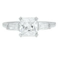 thumbnail image 1 of 1.62 ct Square Emerald Cut Genuine Cultured Diamond SI1-SI2 I-J 18K White Gold Three-Stone Promise Wedding Statement Engagement Designer Ring size 10.5, 1 of 6