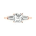 thumbnail image 1 of Clara Pucci 14K Rose Gold Solid Gold Moissanite Three-Stone Anniversary Ring for Women - 1.62 cttw Square Emerald Cut, 1 of 7