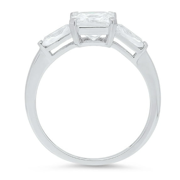 1.62 ct Square Emerald Cut Moissanite Three-Stone Engagement Ring for Women in 14K White Gold