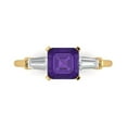 thumbnail image 1 of Clara Pucci 14K Yellow Gold Solid Gold Amethyst Three-Stone Anniversary Ring for Women - 1.62 cttw Square Emerald Cut, 1 of 7