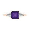 thumbnail image 1 of 1.62 ctw 3 Stone Anniversary Ring for Women | Square Emerald Cut Natural Amethyst | Hyperallergenic Solid 18K Rose Gold, 1 of 5