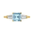 thumbnail image 1 of 1.62 ct Square Emerald Cut Natural Aquamarine 3 Stone 14K Yellow Gold Womens Engagement Ring, 1 of 5