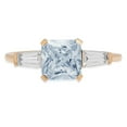 thumbnail image 1 of 1.62 ct Square Emerald Cut Natural Aquamarine 3 Stone 18K Yellow Gold Womens Engagement Ring, 1 of 5