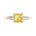 thumbnail image 1 of Clara Pucci 14K Rose Gold Solid Gold Citrine Three-Stone Anniversary Ring for Women - 1.62 cttw Square Emerald Cut, 1 of 7