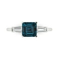 thumbnail image 1 of Clara Pucci 14K White Gold Solid Gold LondonBlueTopaz Three-Stone Anniversary Ring for Women - 1.62 cttw Square Emerald Cut, 1 of 7