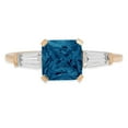 thumbnail image 1 of 1.62 ct Square Emerald Cut Natural London Blue Topaz 3 Stone 18K Yellow Gold Womens Engagement Ring, 1 of 5