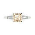 thumbnail image 1 of 1.62 ctw 3 Stone Anniversary Ring for Women | Square Emerald Cut Natural Morganite | Hyperallergenic Solid 18K White Gold, 1 of 5