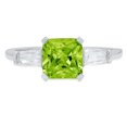 thumbnail image 1 of 1.62 ct Square Emerald Cut Natural Peridot 3 Stone 14K White Gold Womens Engagement Ring, 1 of 4