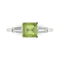 thumbnail image 1 of 1.62 ctw 3 Stone Anniversary Ring for Women | Square Emerald Cut Natural Peridot | Hyperallergenic Solid 14K White Gold, 1 of 5