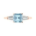thumbnail image 1 of Clara Pucci 14K Rose Gold Solid Gold SwissBlueTopaz Three-Stone Anniversary Ring for Women - 1.62 cttw Square Emerald Cut, 1 of 7