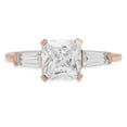 thumbnail image 1 of 1.62 ct Square Emerald Cut Real Genuine Natural Diamond SI1-SI2 I-J 18K Rose Gold Three-Stone Promise Wedding Statement Engagement Designer Ring W/ Crystal side stones size 9.5, 1 of 7