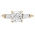 thumbnail image 1 of 1.62 ct Square Emerald Cut Real Genuine Natural Diamond SI1-SI2 I-J 18K Yellow Gold Three-Stone Promise Wedding Statement Engagement Designer Ring W/ Crystal side stones size 5.5, 1 of 7