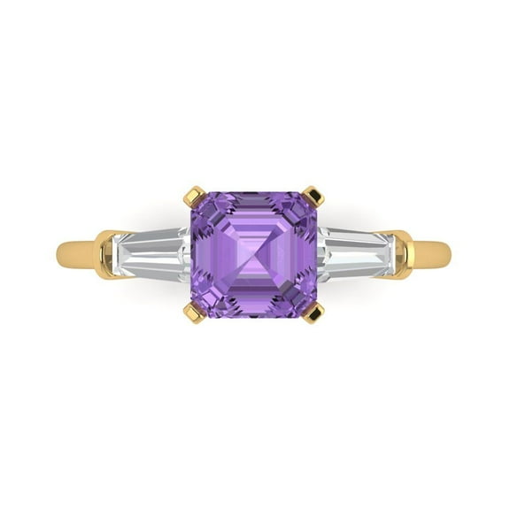 Clara Pucci 14K Yellow Gold 1.62ct Alexandrite Three-Stone Ring for Women