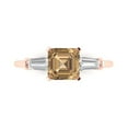 thumbnail image 1 of 1.62 ct Square Emerald Cut Simulated Champagne Diamond Three-Stone Engagement Ring for Women in 18K Rose Gold, 1 of 5