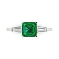 thumbnail image 1 of 1.62 ctw 3 Stone Anniversary Ring for Women | Square Emerald Cut Simulated Emerald | Hyperallergenic Solid 14K White Gold, 1 of 5