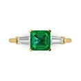 thumbnail image 1 of 1.62 ctw 3 Stone Anniversary Ring for Women | Square Emerald Cut Simulated Emerald | Hyperallergenic Solid 18K Yellow Gold, 1 of 5
