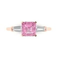 thumbnail image 1 of 1.62 ct Square Emerald Cut Simulated Pink Diamond 3 Stone 14K Rose Gold Womens Engagement Ring, 1 of 5