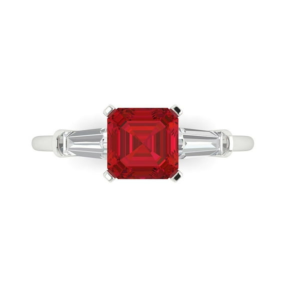 Clara Pucci 14K White Gold 1.62ct Tourmaline Three-Stone Ring for Women