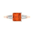 thumbnail image 1 of 1.62 ct Square Emerald Cut Simulated Red Diamond 3 Stone 18K Rose Gold Womens Engagement Ring, 1 of 5