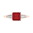 thumbnail image 1 of 1.62 ct Square Emerald Cut Simulated Ruby Three-Stone Engagement Ring for Women in 18K Rose Gold, 1 of 5