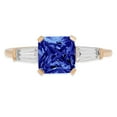 thumbnail image 1 of 1.62 ct Square Emerald Cut Simulated Tanzanite 3 Stone 14K Yellow Gold Womens Engagement Ring, 1 of 4