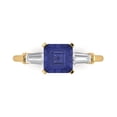 thumbnail image 1 of 1.62 ct Square Emerald Cut Simulated Tanzanite Three-Stone Engagement Ring for Women in 18K Yellow Gold, 1 of 5