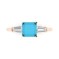 thumbnail image 1 of 1.62 ctw 3 Stone Anniversary Ring for Women | Square Emerald Cut Simulated Turquoise | Hyperallergenic Solid 18K Rose Gold, 1 of 5