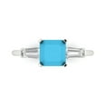 thumbnail image 1 of 1.62 ct Square Emerald Cut Simulated Turquoise Three-Stone Engagement Ring for Women in 18K White Gold, 1 of 5