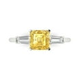thumbnail image 1 of 1.62 ct Square Emerald Cut Simulated Yellow Diamond 3 Stone 18K White Gold Womens Engagement Ring, 1 of 5
