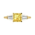 thumbnail image 1 of 1.62 ct Square Emerald Cut Simulated Yellow Diamond Three-Stone Engagement Ring for Women in 18K Yellow Gold, 1 of 5