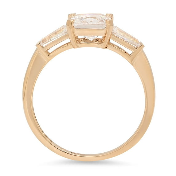 1.62 ct Square Emerald Cut White Sapphire Three-Stone Engagement Ring for Women in 18K Yellow Gold