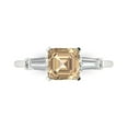 thumbnail image 1 of 1.62 ct Square Emerald Cut Yellow Moissanite Three-Stone Engagement Ring for Women in 18K White Gold, 1 of 5