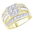 thumbnail image 1 of AFFY (1.62 cttw) Round & Baguette Shape White Natural Diamond 3 Row Cluster Ring In 10k Yellow Gold Ring Size-13.5, 1 of 2