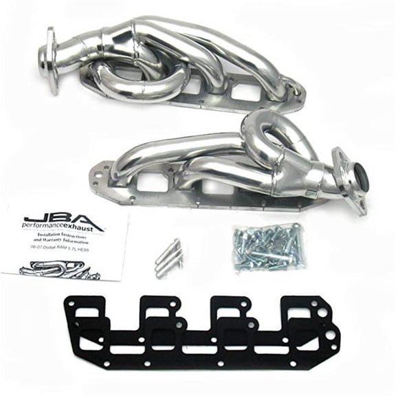 1.62 in. Shorty Stainless Steel Silver Ceramic Exhaust Header for 2003-2008 Ram 5.7L Hemi 2500 4WD 1500