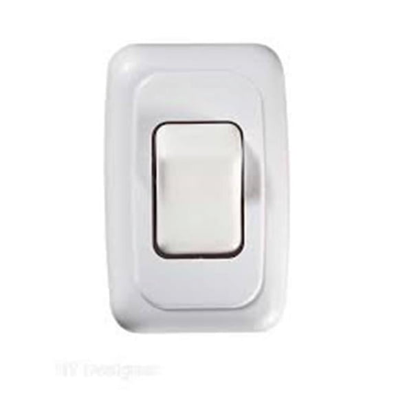 1.62 x 1.25 in. Cut-Out SPST White Single Contoured Wall Switch, On & Off