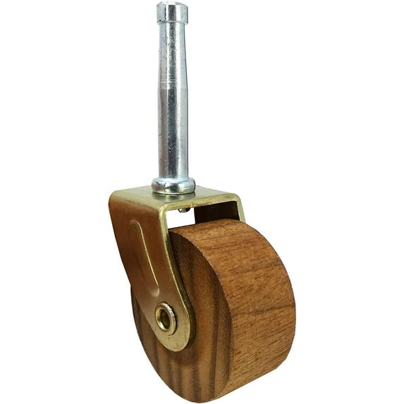 1.625" (1-5/8) Inch wood caster seat cart chair wheel brass antique vintage old socket 2-Pack