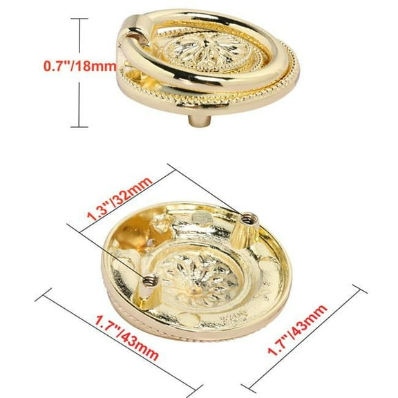 1.625 in. Dia. Medici Ring Pull, Polished Gold - Pack of 10