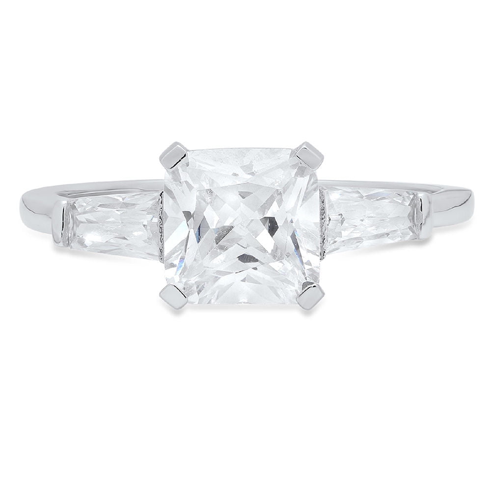 1.62ct Square cut - Three- Stone - VVS1 Moissanite - 18k White Gold ...