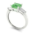 thumbnail image 1 of 1.62ct Brilliant Square Emerald Cut VVS1 VVS1 Genuine Conflict free Green Zircon Real Solid 14k White Gold Designer Bridal Anniversary Engagement Wedding Three-Stone Ring Size 7.25, 1 of 7
