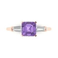 thumbnail image 1 of Three-Stone Engagement Ring for Women - 1.62ct Simulated Alexandrite in 14K Rose Gold Promise Ring, 1 of 7