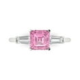 thumbnail image 1 of 1.62 ct Square Emerald Cut Simulated Pink Diamond Three-Stone Engagement Ring for Women in 18K White Gold, 1 of 5