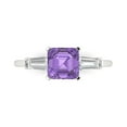 thumbnail image 1 of Three-Stone Engagement Ring for Women - 1.62ct Simulated Alexandrite in 18K White Gold Promise Ring, 1 of 6