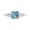 thumbnail image 1 of 1.62 ctw 3 Stone Anniversary Ring for Women | Square Emerald Cut Blue Moissanite | Hyperallergenic Solid 18K White Gold, 1 of 5