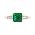 thumbnail image 1 of 1.62 ctw 3 Stone Anniversary Ring for Women | Square Emerald Cut Simulated Emerald | Hyperallergenic Solid 18K Rose Gold, 1 of 5