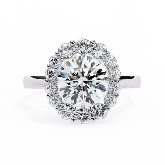 1.63CT Round Brilliant Cut IGI Certified Lab Grown Diamond 4 Prong Wedding Ring, Halo Style Engagement Ring, Anniversary Gift Ring For Women
